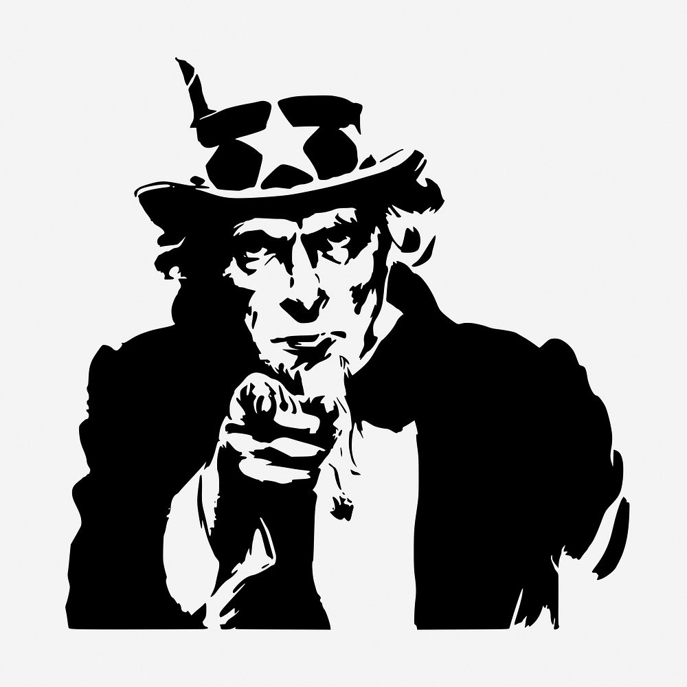 Uncle Sam pointing, vintage illustration. Free public domain CC0 graphic