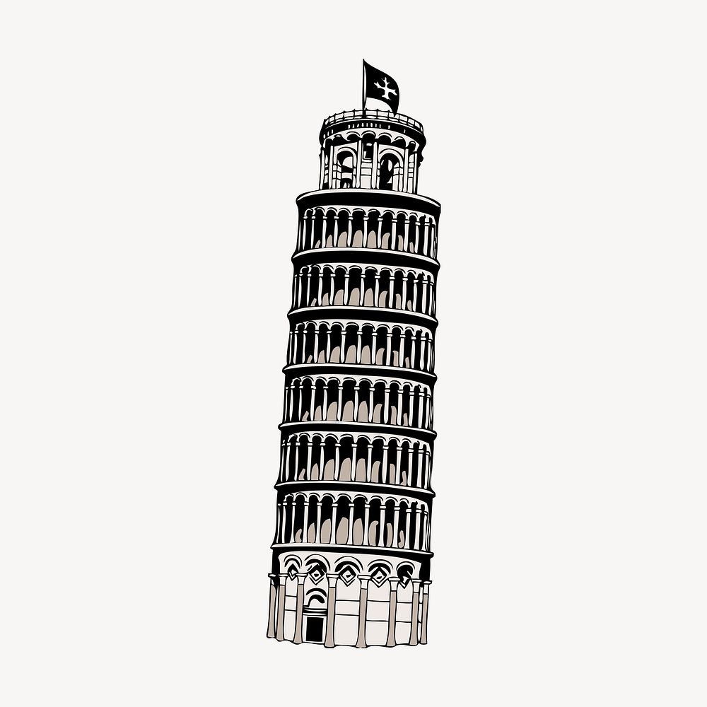 Leaning tower of Pisa clipart vector. Free public domain CC0 graphic