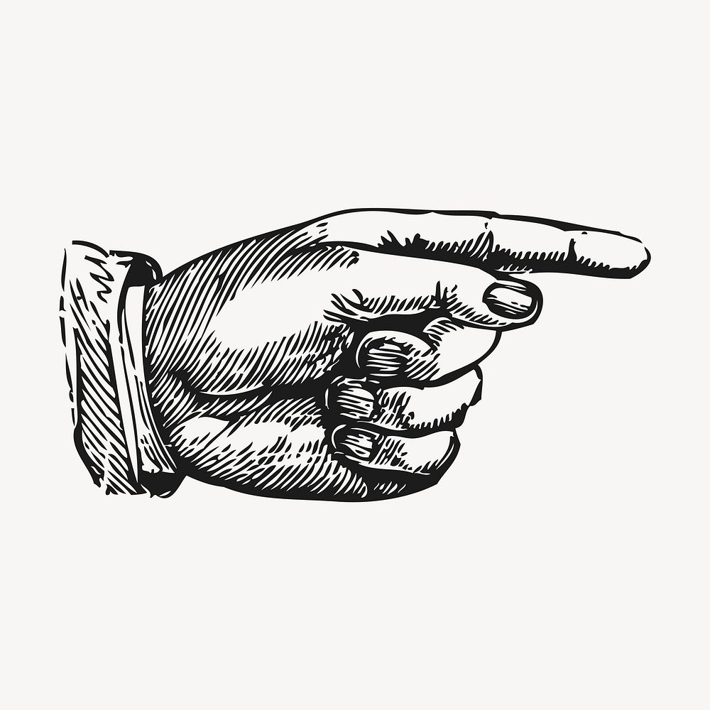 Vintage pointing hand illustration vector. Free public domain CC0 graphic