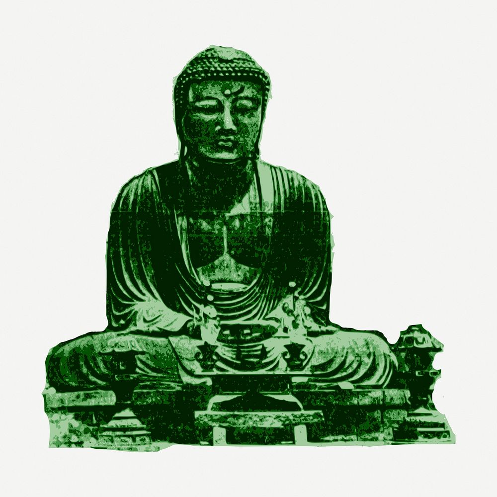 Sitting Buddha, religious green statue psd. Free public domain CC0 graphic