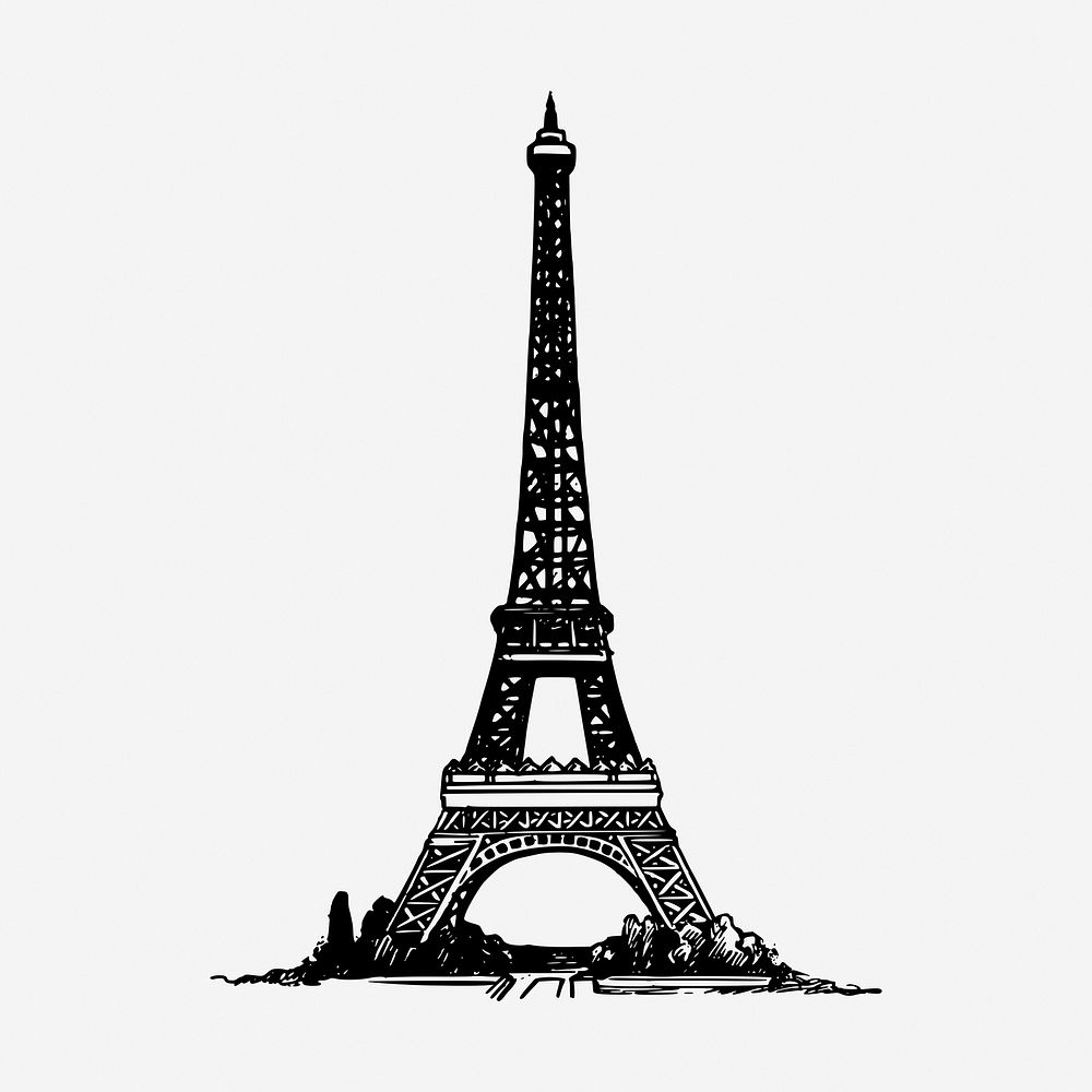 Eiffel tower, Paris, France landmark illustration. Free public domain CC0 graphic