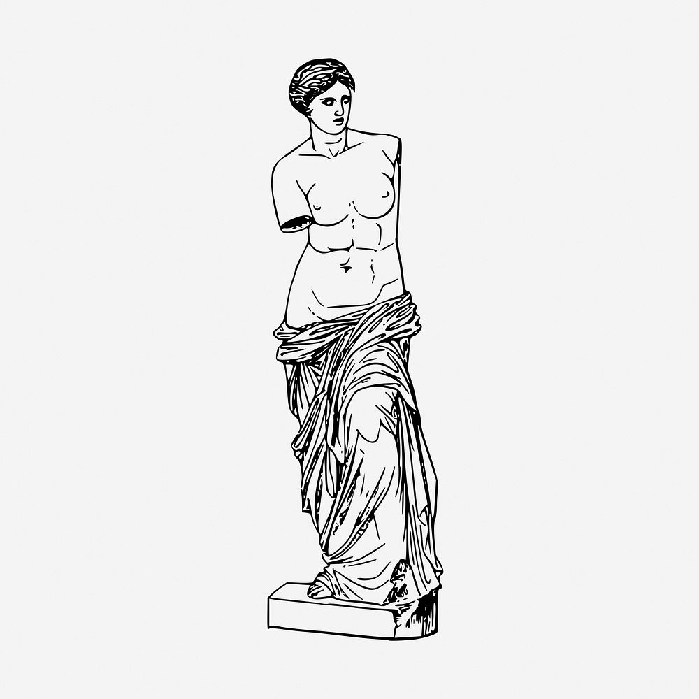 Nude Greek goddess statue illustration. Free public domain CC0 graphic