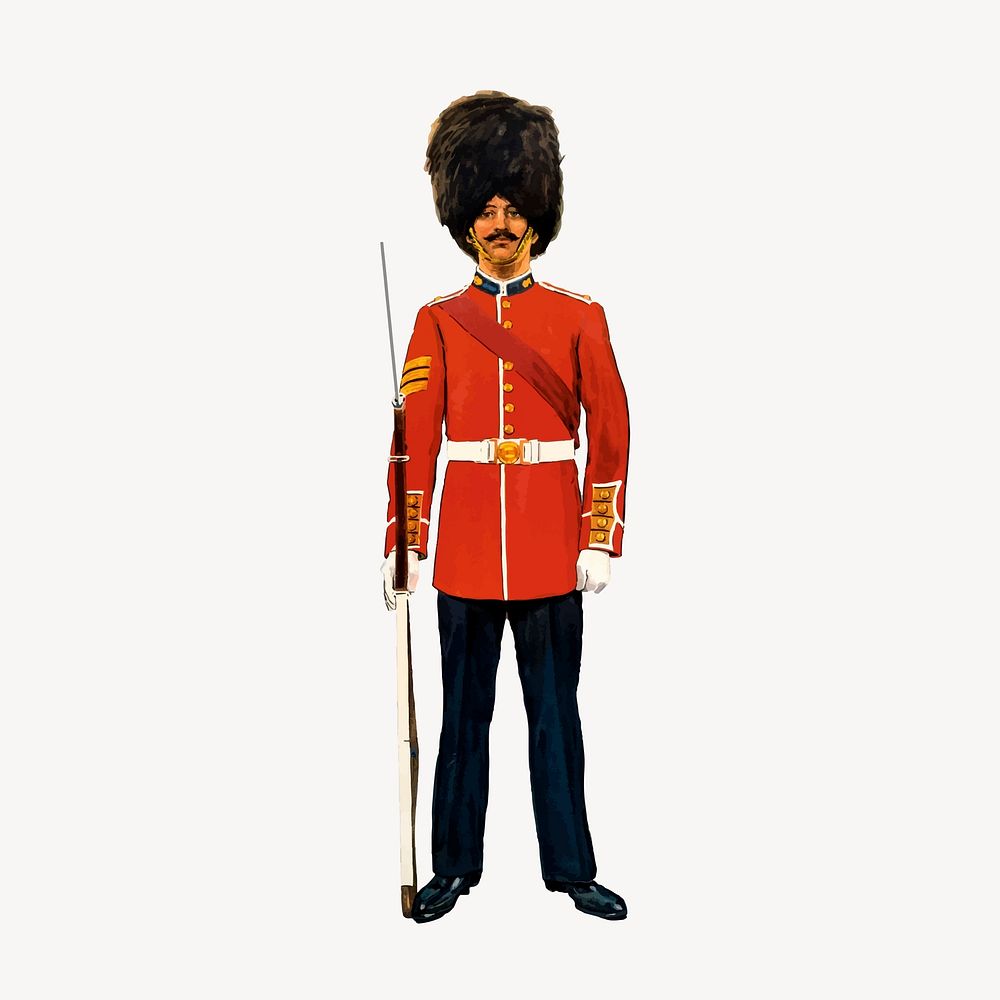 British royal  guard, watercolor illustration vector. Free public domain CC0 graphic