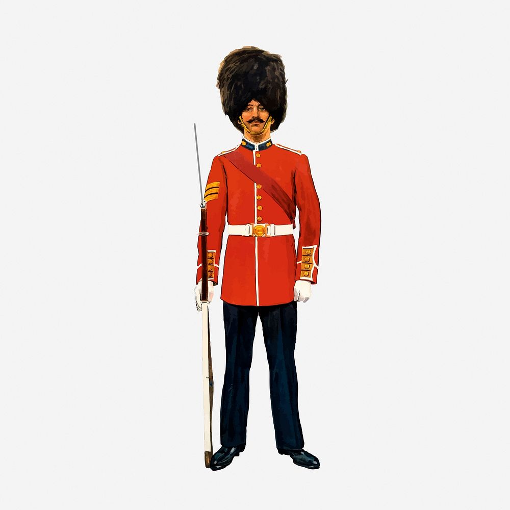 British royal  guard, watercolor illustration. Free public domain CC0 graphic