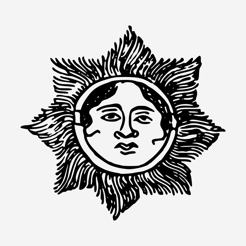 Vintage sun, celestial art illustration. Free public domain CC0 graphic