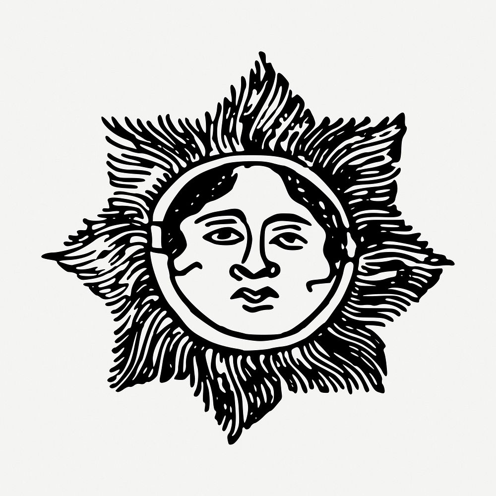 Vintage sun clipart, celestial art illustration psd. Free public domain CC0 graphic