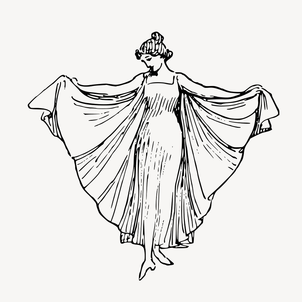 Woman dancer wearing dress, fashion illustration vector. Free public domain CC0 graphic