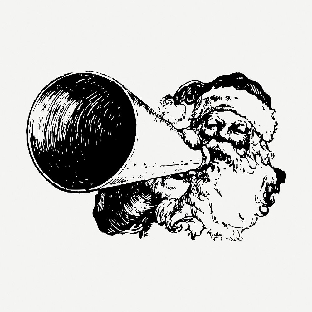 Vintage Santa Claus with megaphone, Christmas clipart psd. Free public domain CC0 graphic