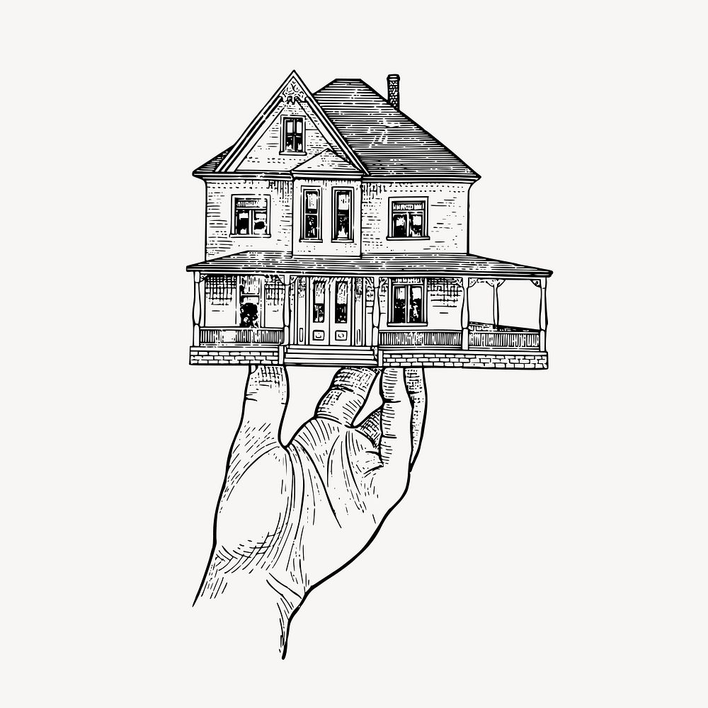 Hand holding house model illustration vector. Free public domain CC0 graphic