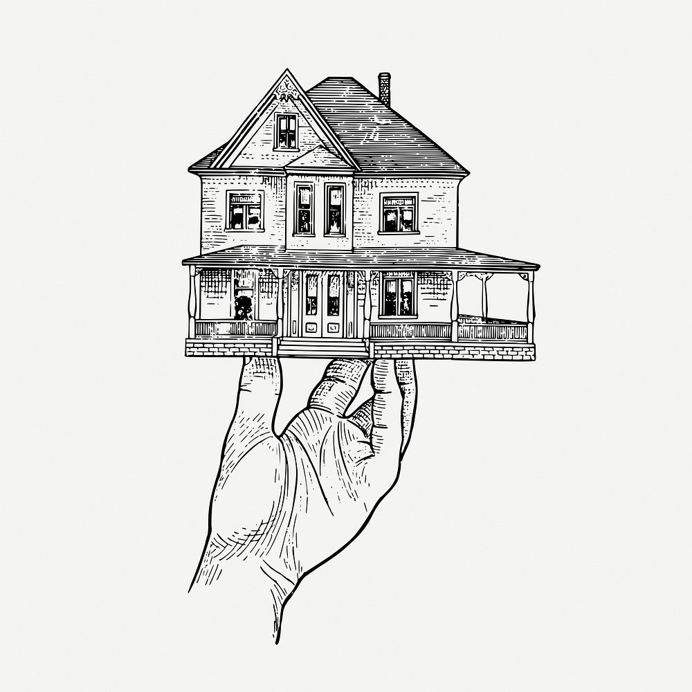Hand holding house model illustration psd. Free public domain CC0 graphic