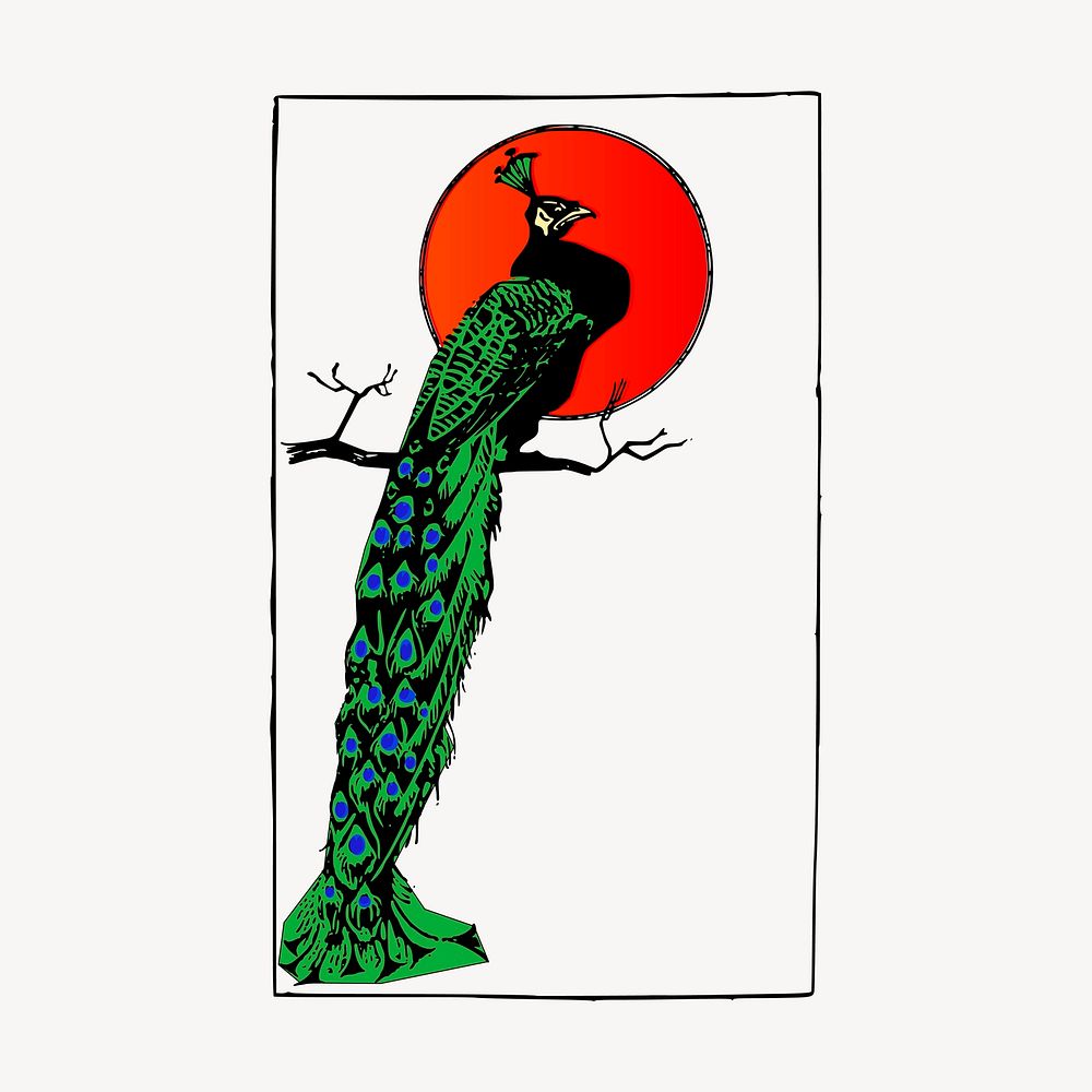 Vintage peacock clipart, animal illustration vector. Free public domain CC0 graphic