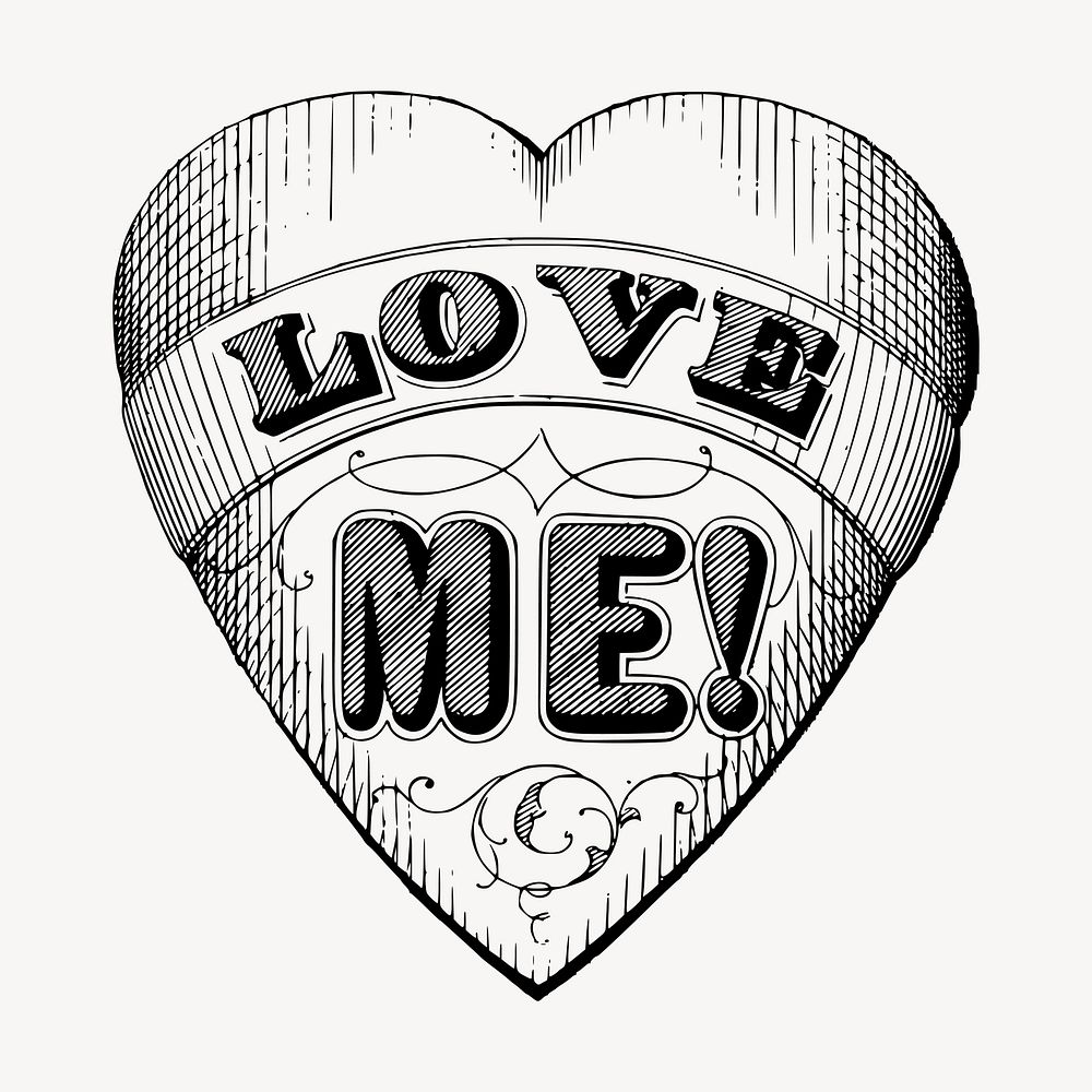 Love me  clipart, vintage badge illustration vector. Free public domain CC0 graphic