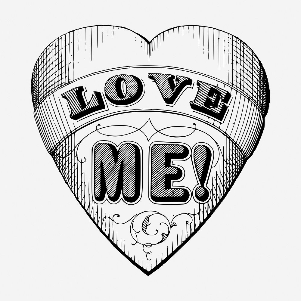 Love me , vintage badge illustration. Free public domain CC0 graphic