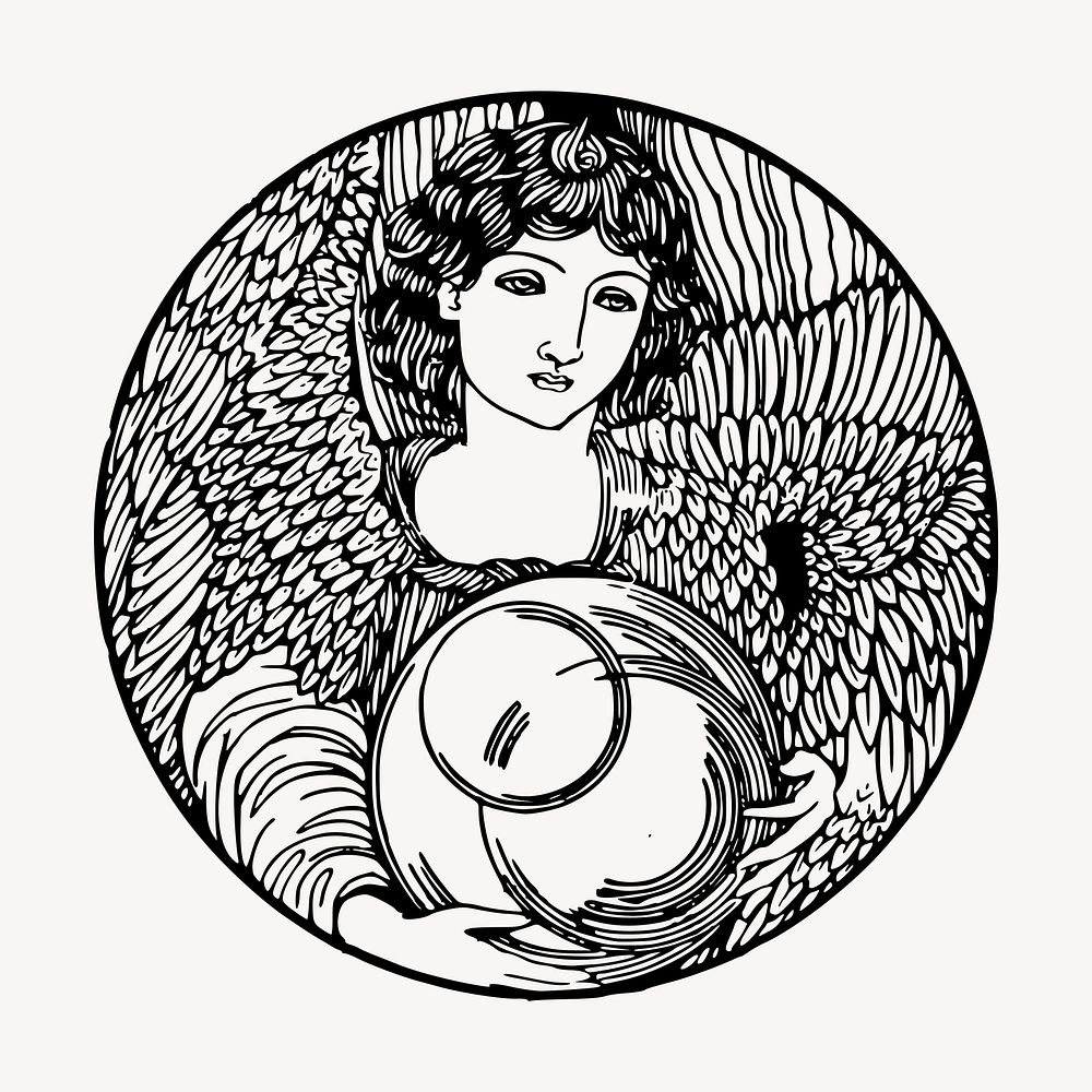 Vintage angel clipart, woman illustration vector. Free public domain CC0 graphic