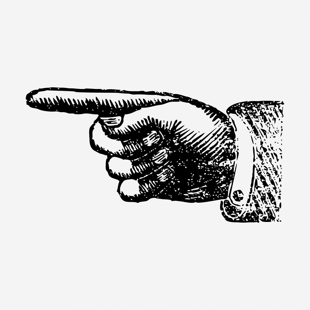 Hand gesture, pointing, vintage illustration. Free public domain CC0 graphic