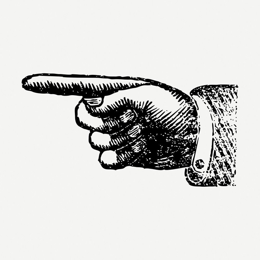 Vintage pointing hand gesture illustration psd. Free public domain CC0 graphic