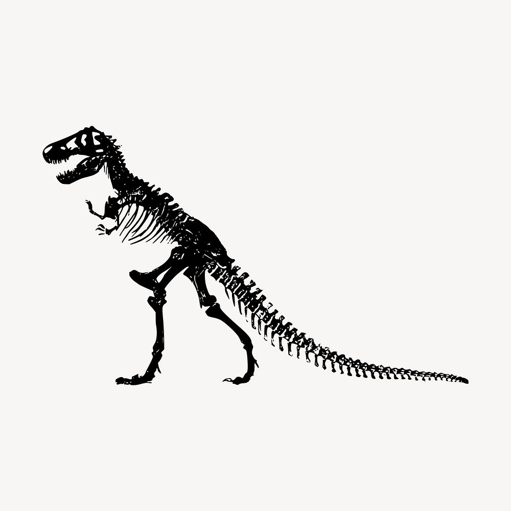 Dinosaur fossil clipart, vintage animal vector. Free public domain CC0 graphic