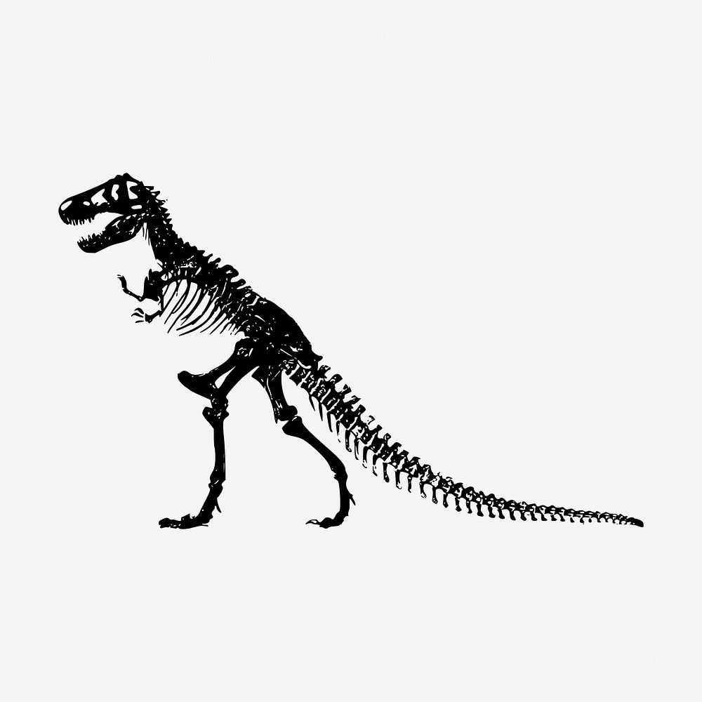 Dinosaur fossil clipart, vintage animal psd. Free public domain CC0 graphic
