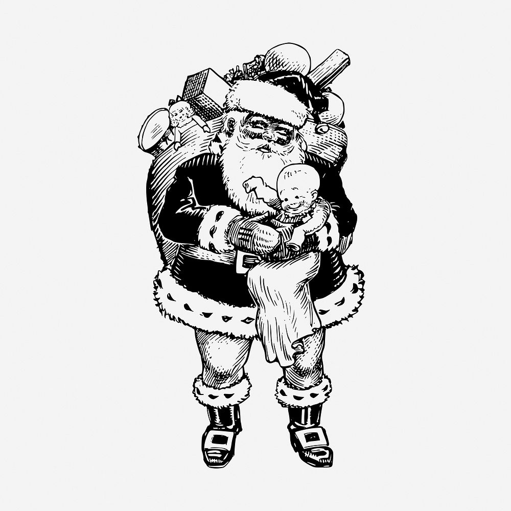 Santa Claus, vintage Christmas illustration. Free public domain CC0 graphic