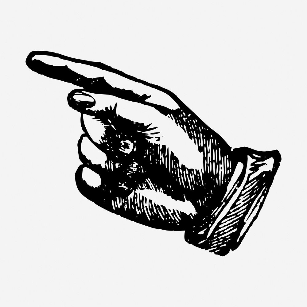 Pointing hand gesture, vintage illustration. Free public domain CC0 graphic