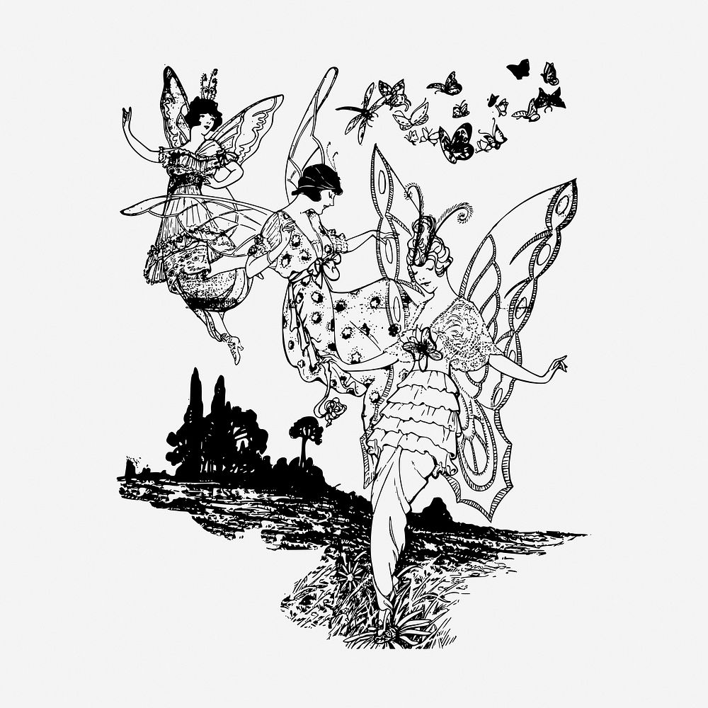 Vintage fairies, magical creature illustration. Free public domain CC0 graphic