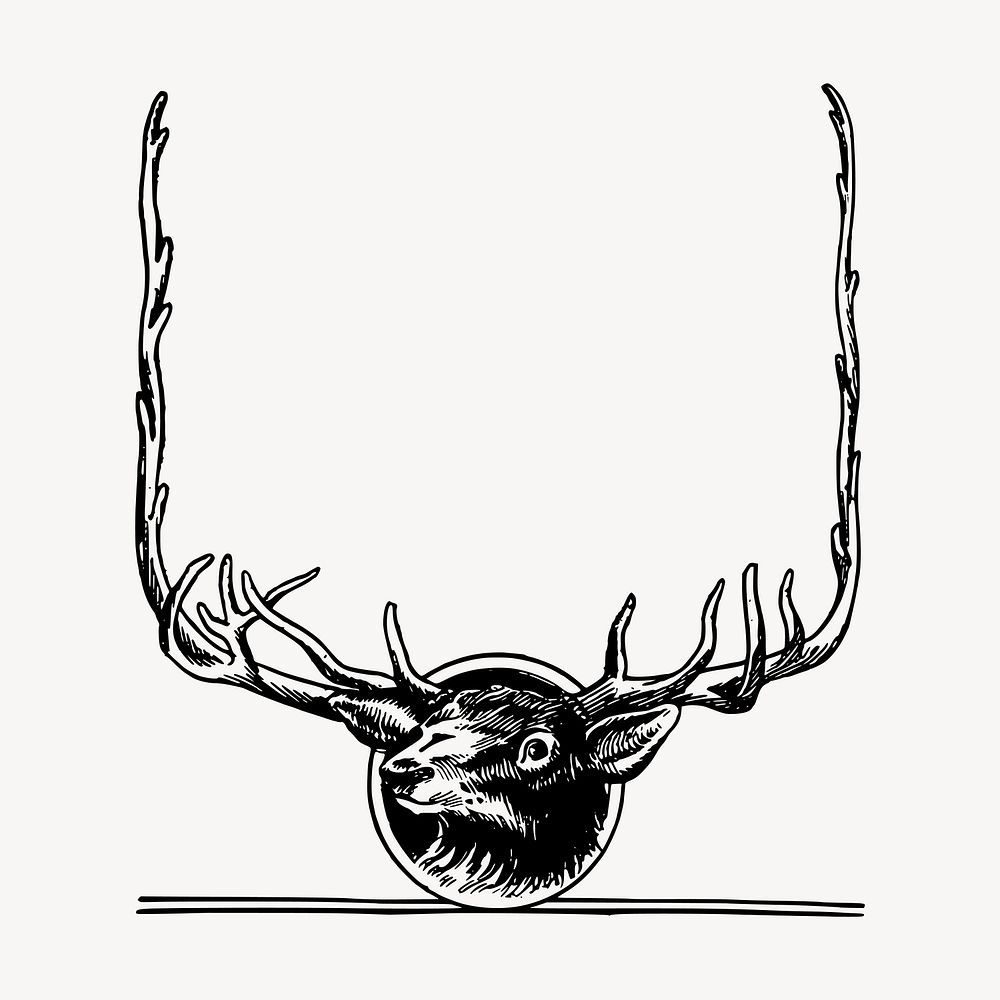 Vintage deer, animal frame clipart vector. Free public domain CC0 graphic