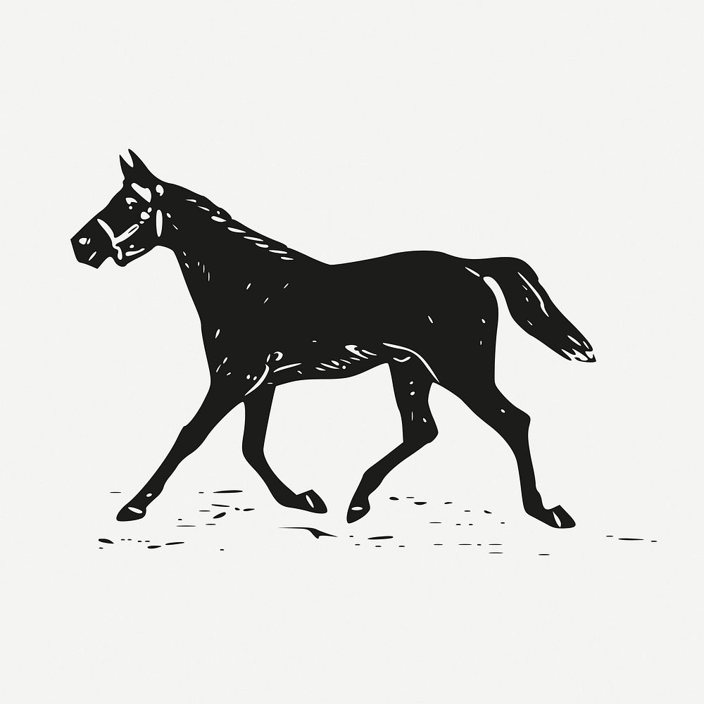 Vintage trotting horse, animal clipart psd. Free public domain CC0 graphic