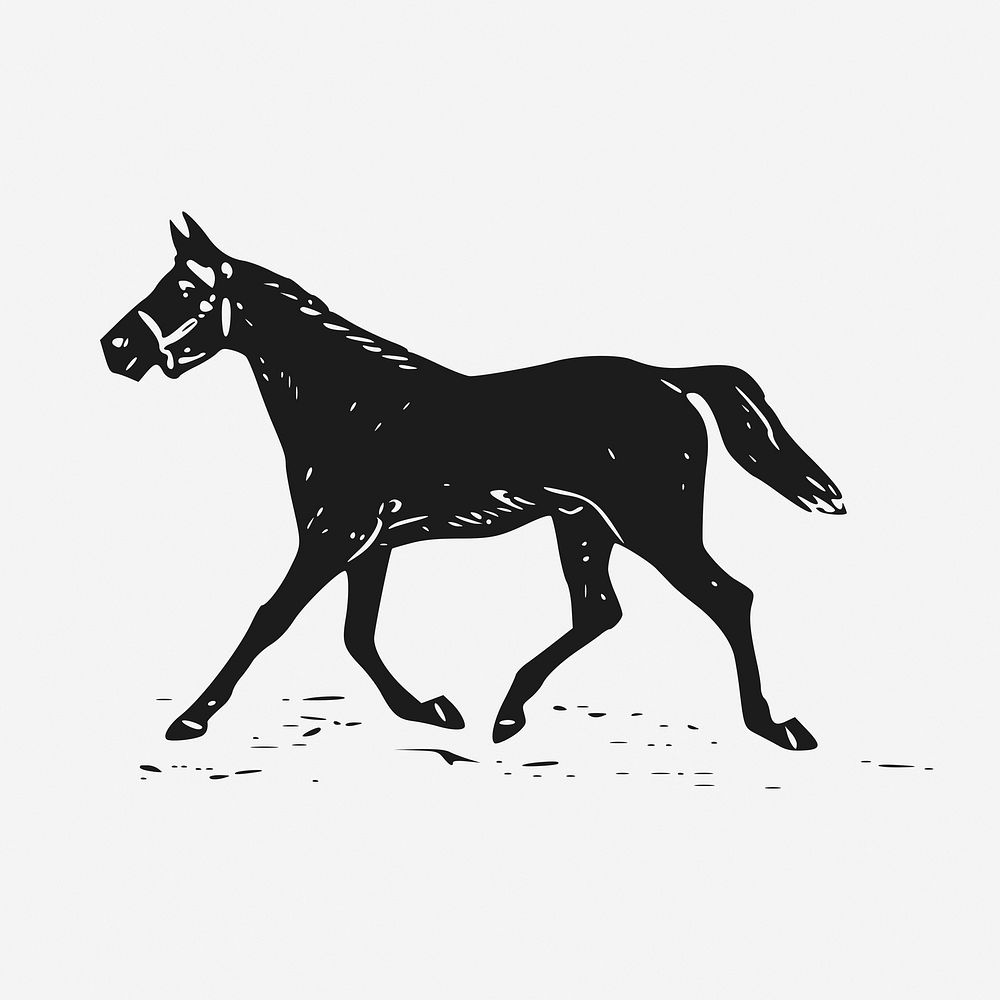 Trotting horse, animal illustration. Free public domain CC0 graphic