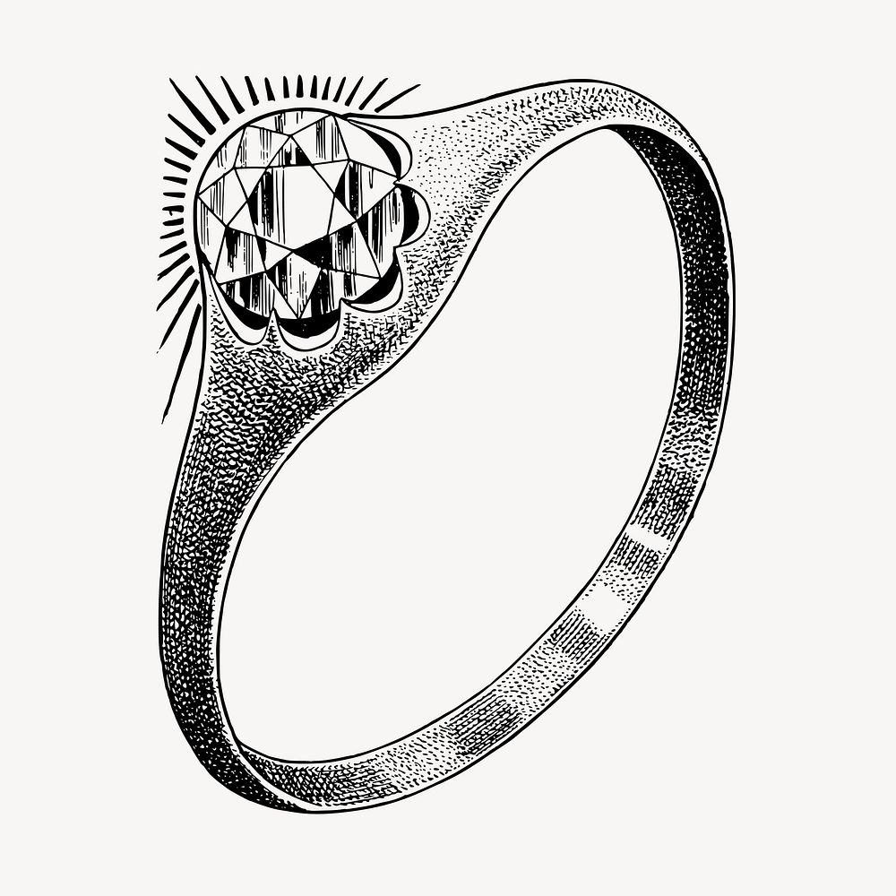 Diamond ring, engagement jewelry illustration vector. Free public domain CC0 graphic