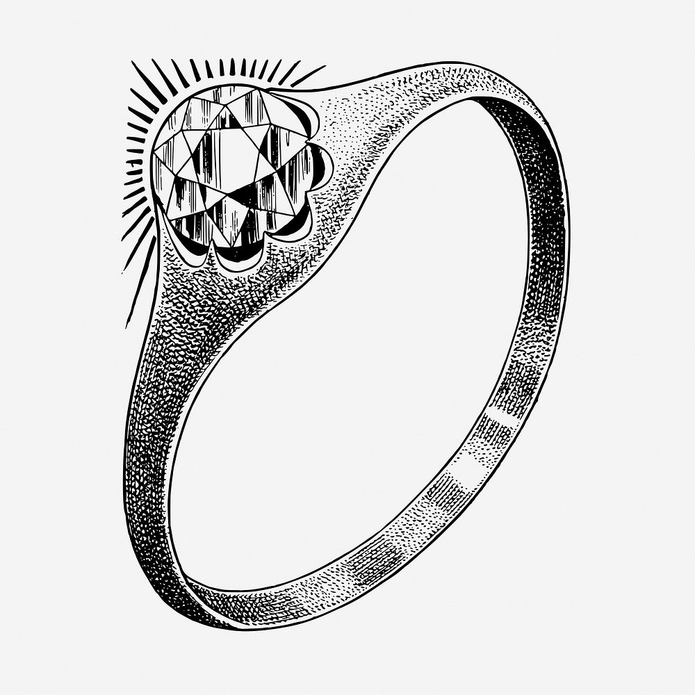 Diamond ring, engagement jewelry illustration. Free public domain CC0 graphic