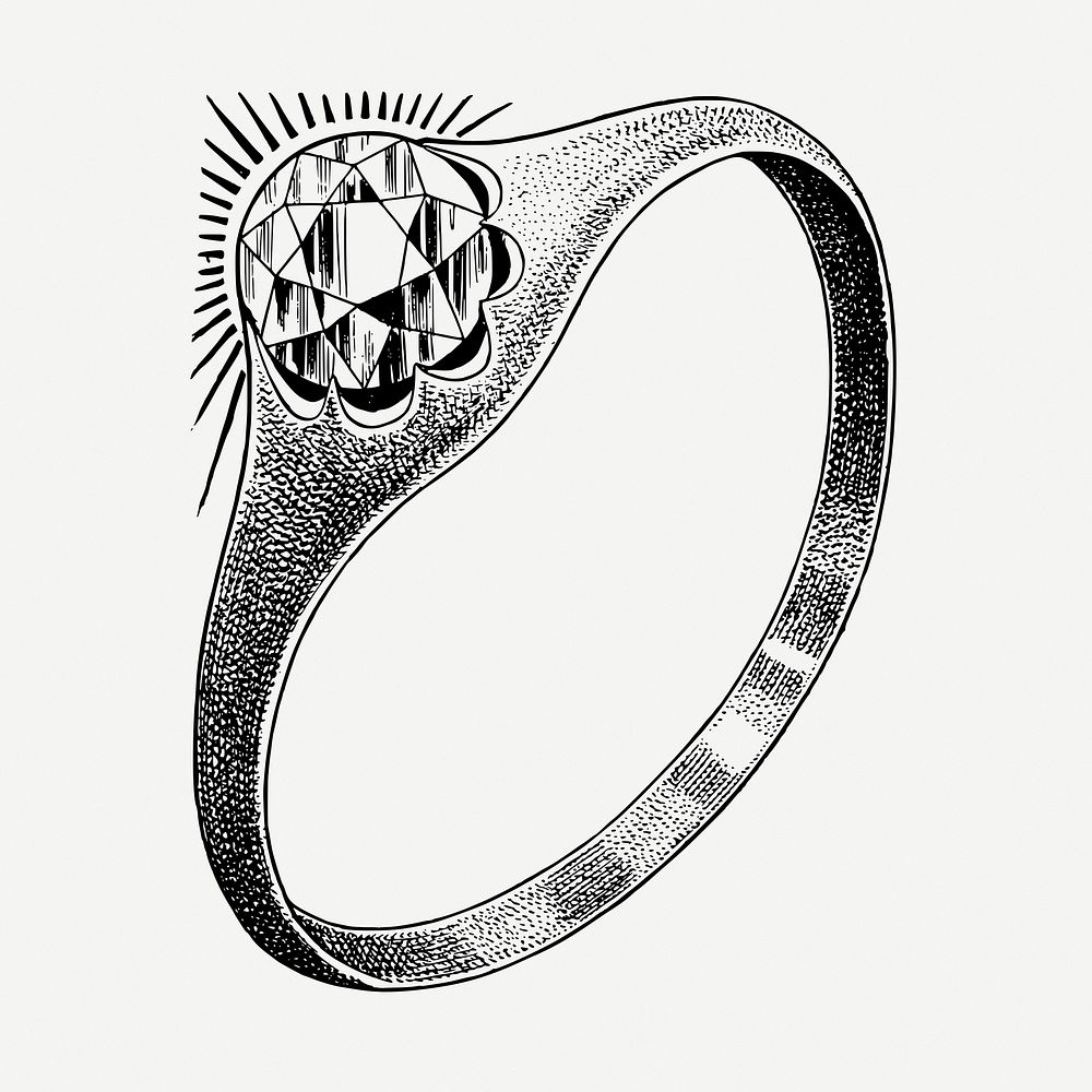 Diamond ring, engagement jewelry illustration psd. Free public domain CC0 graphic