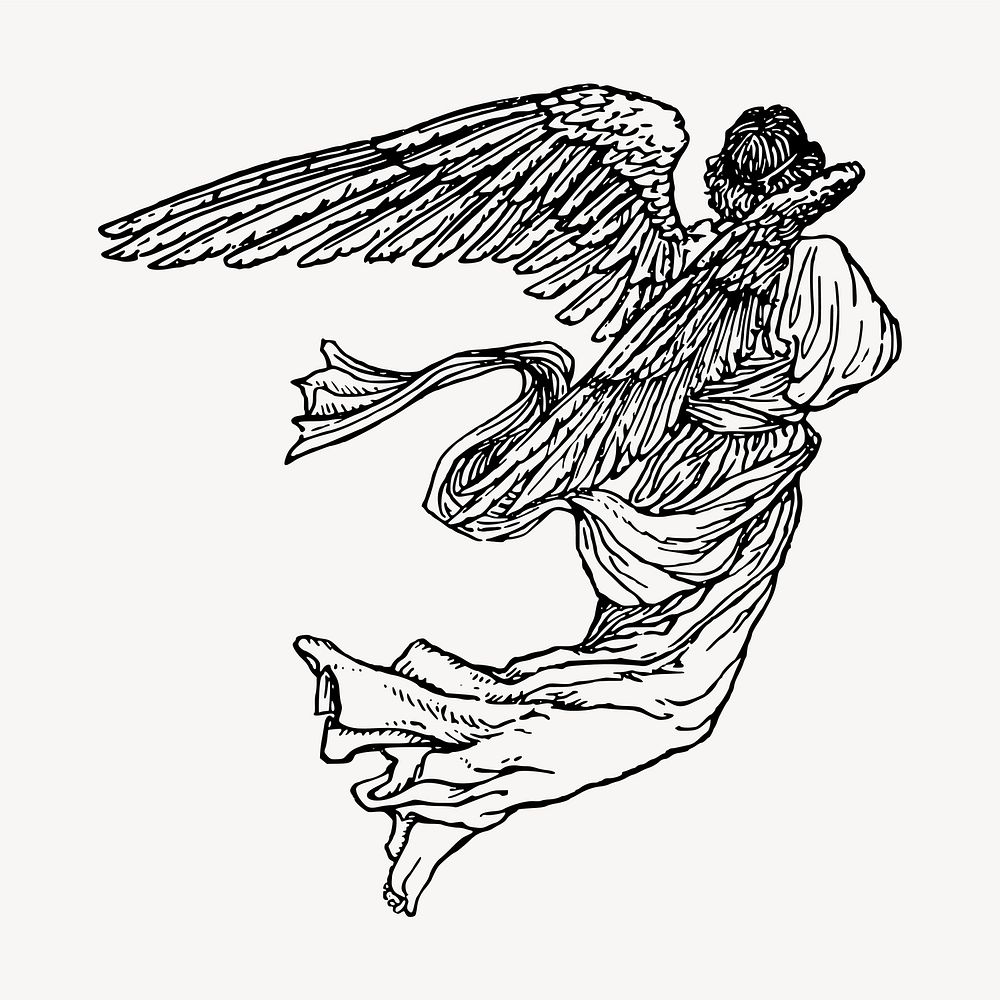 Angel, spirituality clipart, vintage illustration vector. Free public domain CC0 image.