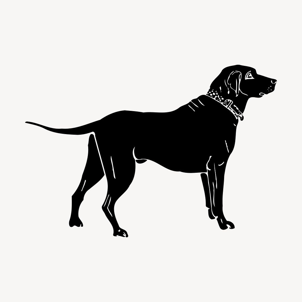 Black dog clipart, vintage illustration vector. Free public domain CC0 image.