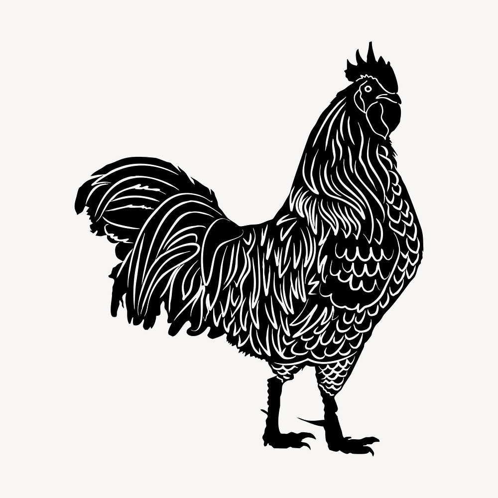 Rooster, farm animal clipart, vintage illustration vector. Free public domain CC0 image.