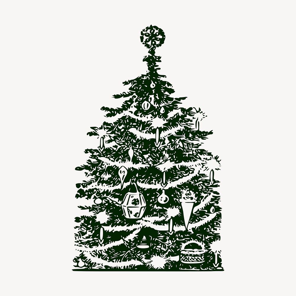 Christmas tree clipart, vintage illustration vector. Free public domain CC0 image.