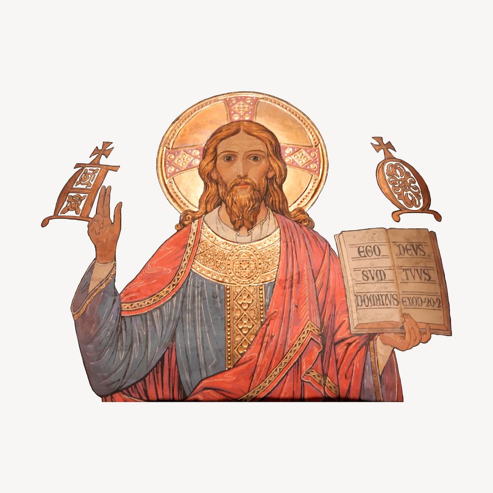 Jesus Christ clipart, vintage illustration vector. Free public domain CC0 image.