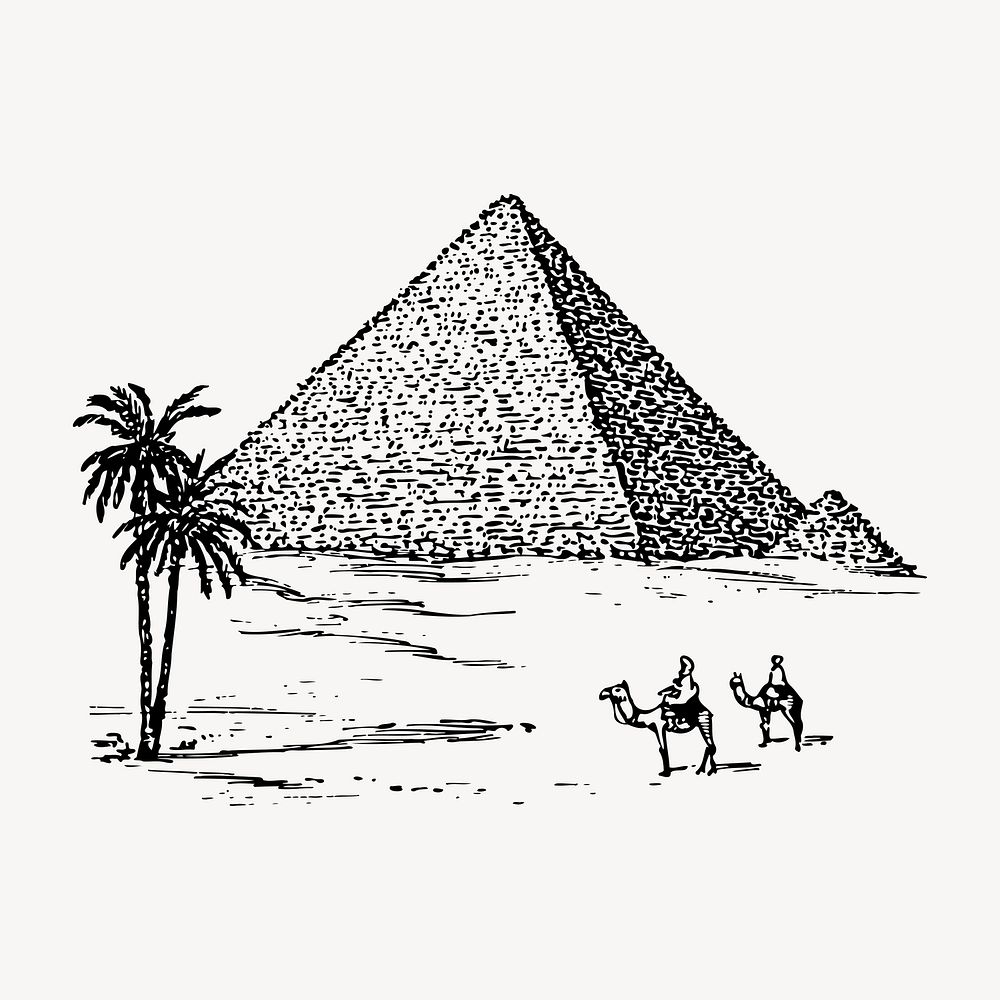 Pyramids of Giza clipart, vintage illustration vector. Free public domain CC0 image.