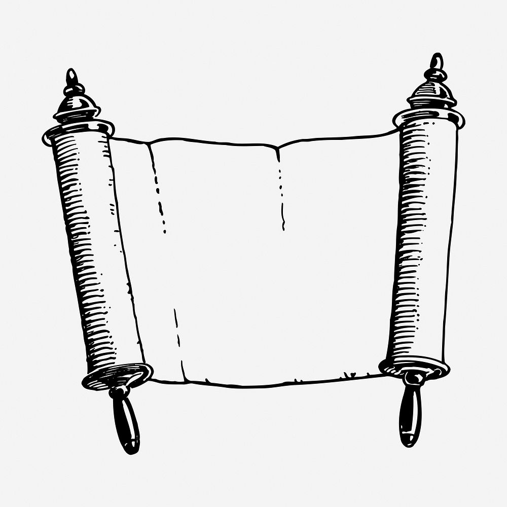 Antique blank scroll hand drawn illustration. Free public domain CC0 image.