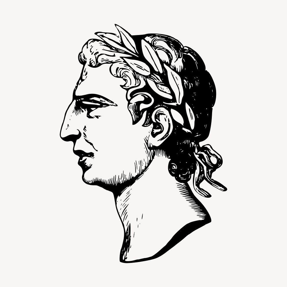 Roman sculpture clipart, vintage illustration vector. Free public domain CC0 image.