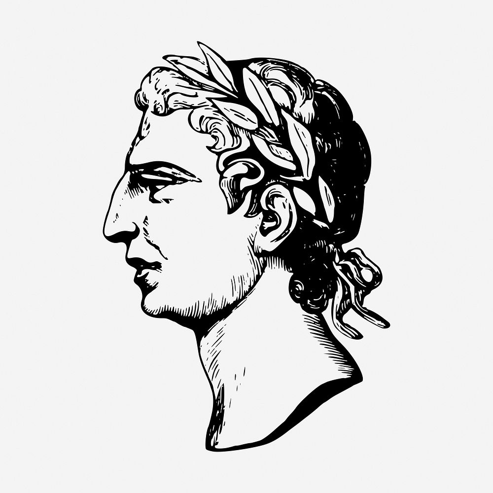 Roman sculpture hand drawn illustration. Free public domain CC0 image.