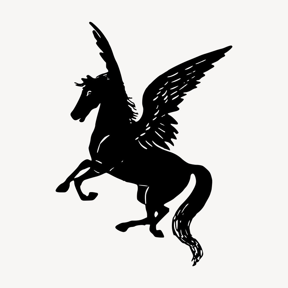 Pegasus mythical animal clipart, vintage illustration vector. Free public domain CC0 image.