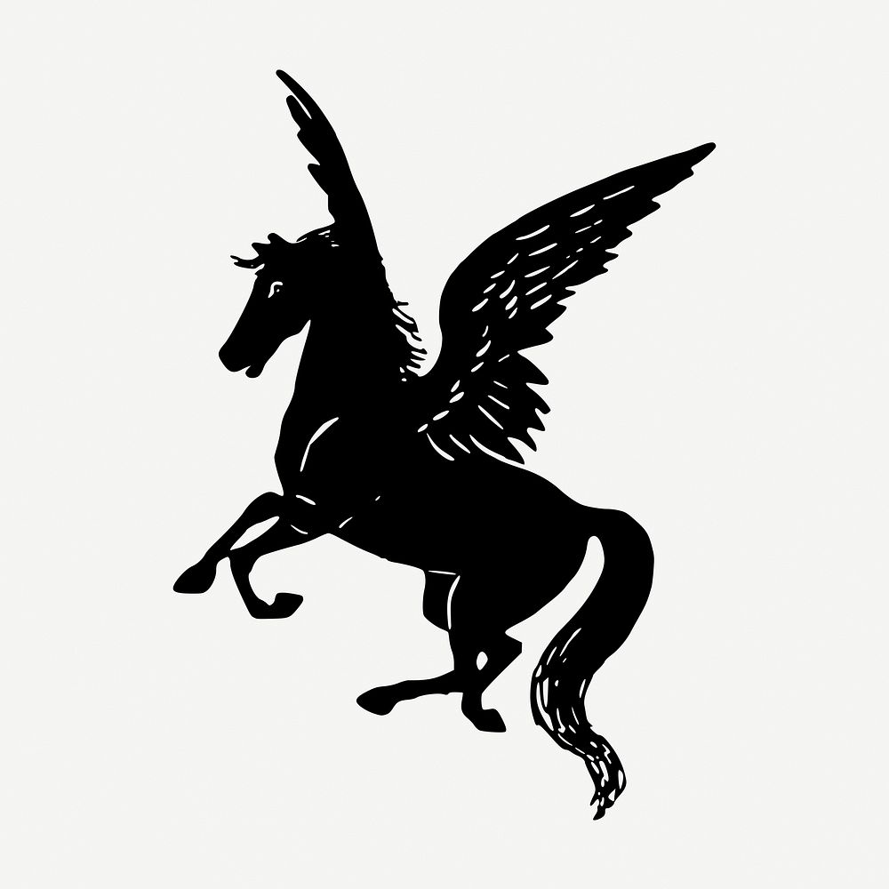Pegasus mythical animal collage element, vintage illustration psd. Free public domain CC0 image.