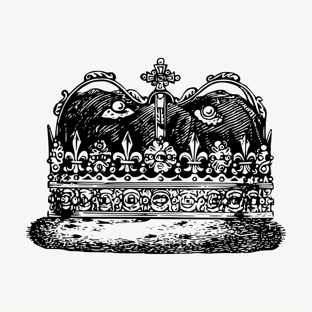 King's crown clipart, vintage illustration vector. Free public domain CC0 image.