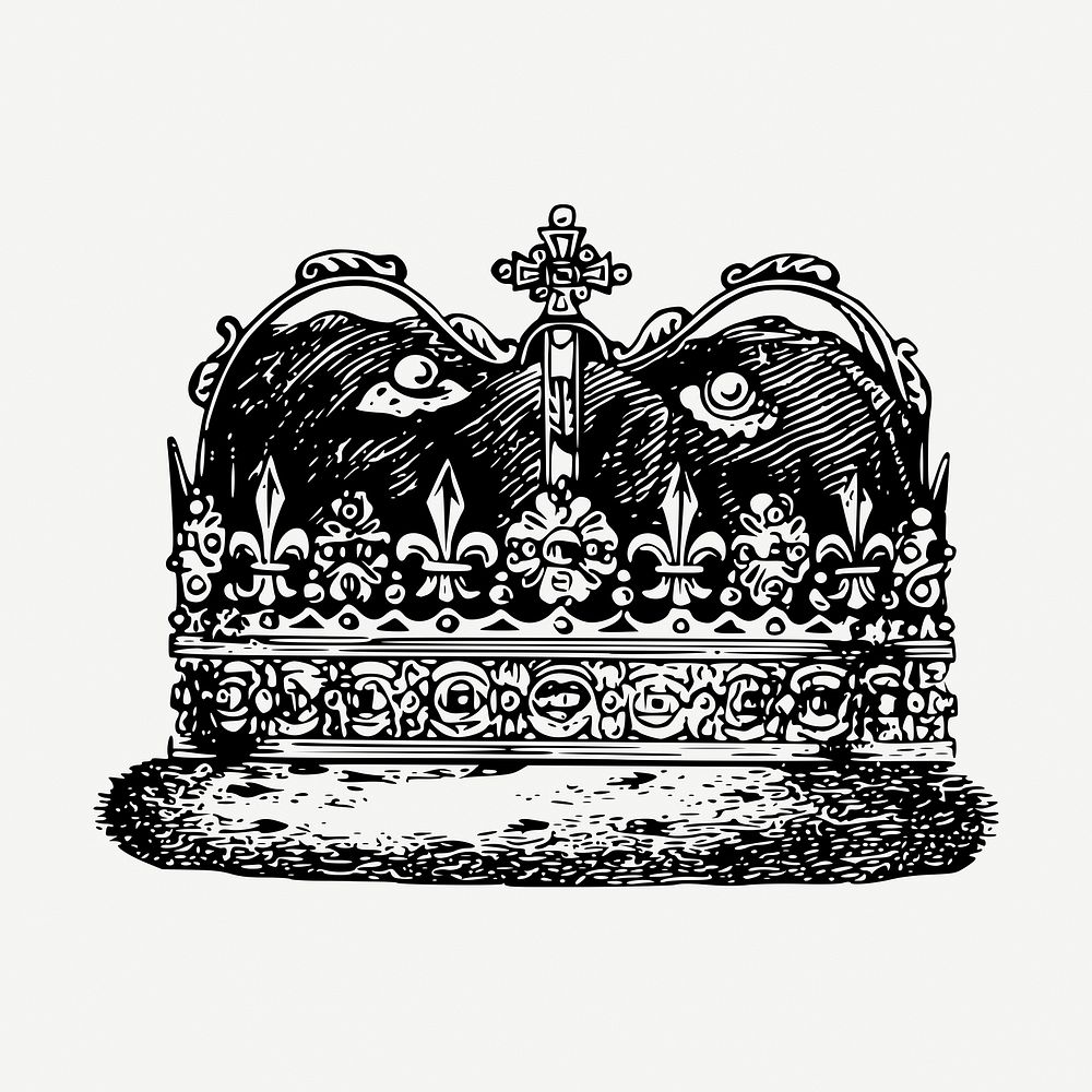 King's crown drawing vintage illustration psd. Free public domain CC0 image.