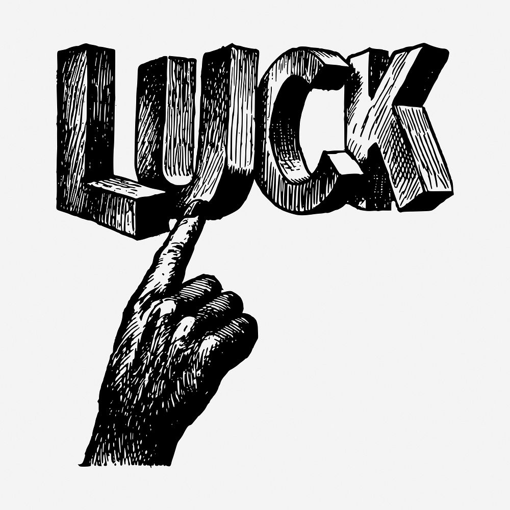 Luck word hand drawn illustration. Free public domain CC0 image.