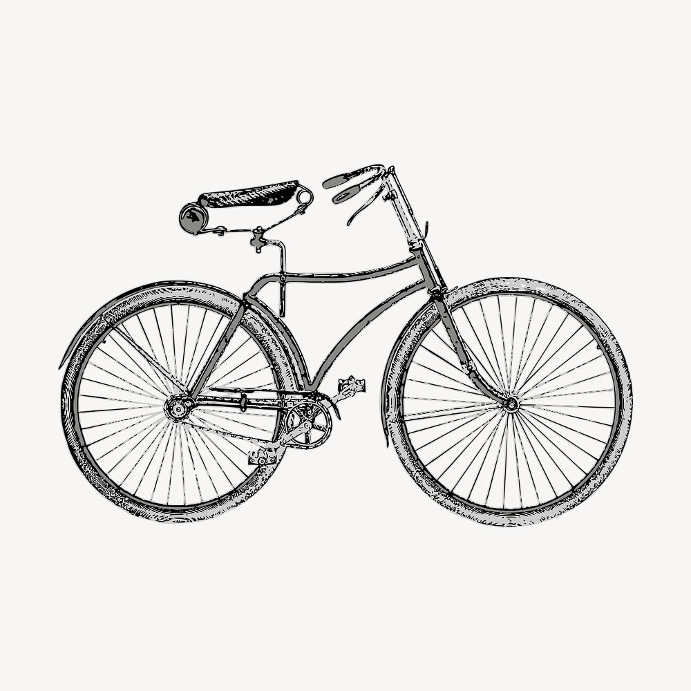 Old bicycle clipart, vintage illustration vector. Free public domain CC0 image.