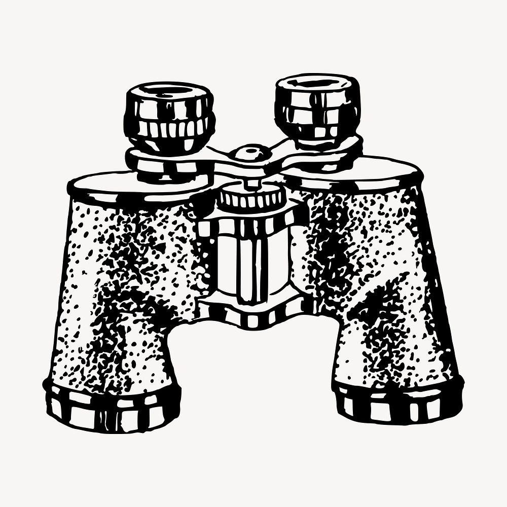 Antique binoculars clipart, vintage illustration vector. Free public domain CC0 image.