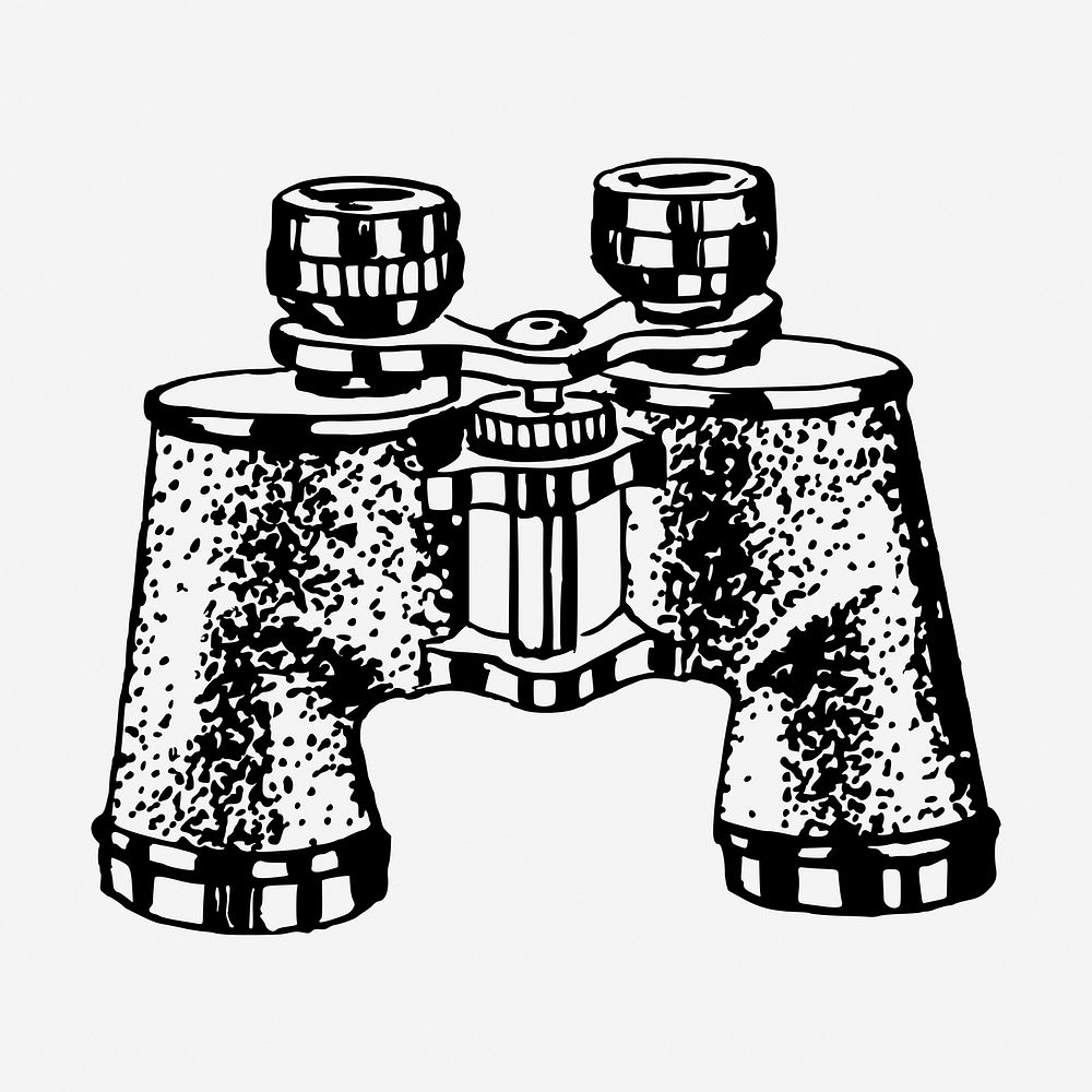 Vintage binoculars hand drawn illustration. Free public domain CC0 image.