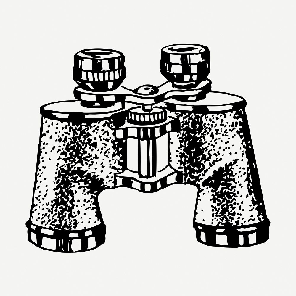 Antique binoculars drawing, vintage illustration psd. Free public domain CC0 image.