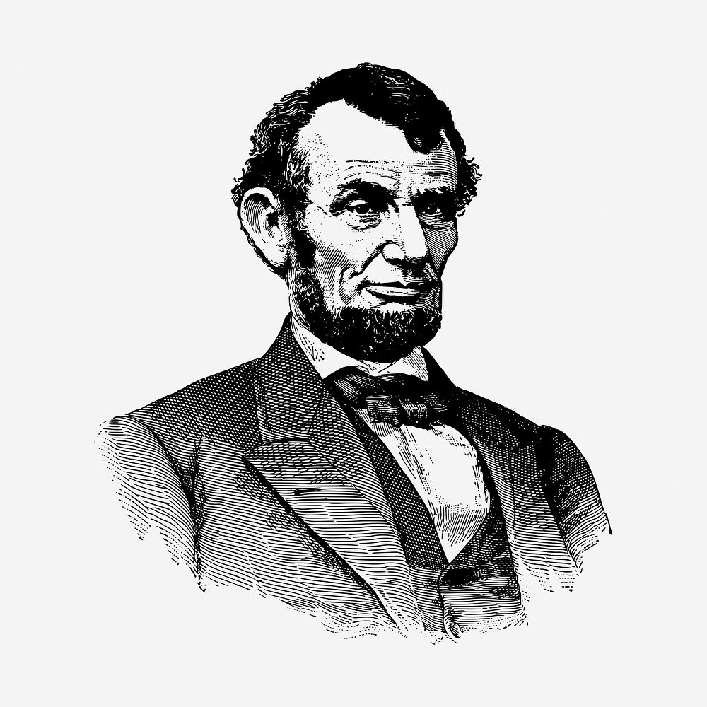 Abraham Lincoln hand drawn illustration. Free public domain CC0 image.
